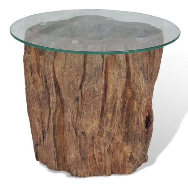 vidaXL Sofabord teak glass 50x40 cm change2