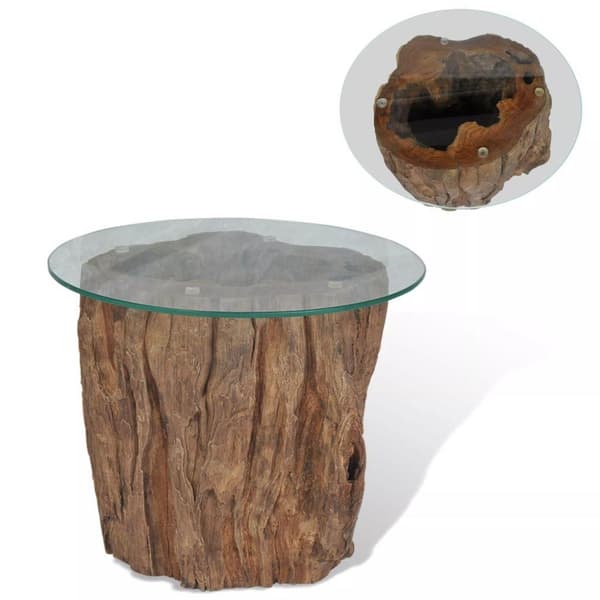vidaXL Sofabord teak glass 50x40 cm change2