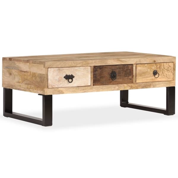 vidaXL Sofabord med 3 skuffer heltre mango 90x50x35 cm change2