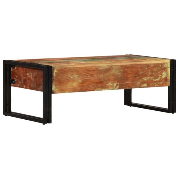 vidaXL Sohvapöytä 3 vetolaatikolla kierrätyspuu 100x50x35 cm