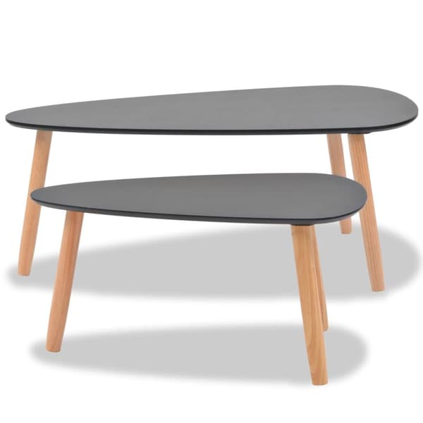 vidaXL Sofabord sett 2 deler heltre furu svart change2