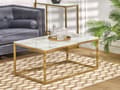 Miniatyrbild 2 av 6: Soffbord Beige Marmoreffekt Guld Metallben 100 x 60 cm Rektangulär Industrial Glam