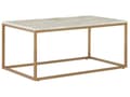 Miniatyrbild 1 av 6: Soffbord Beige Marmoreffekt Guld Metallben 100 x 60 cm Rektangulär Industrial Glam