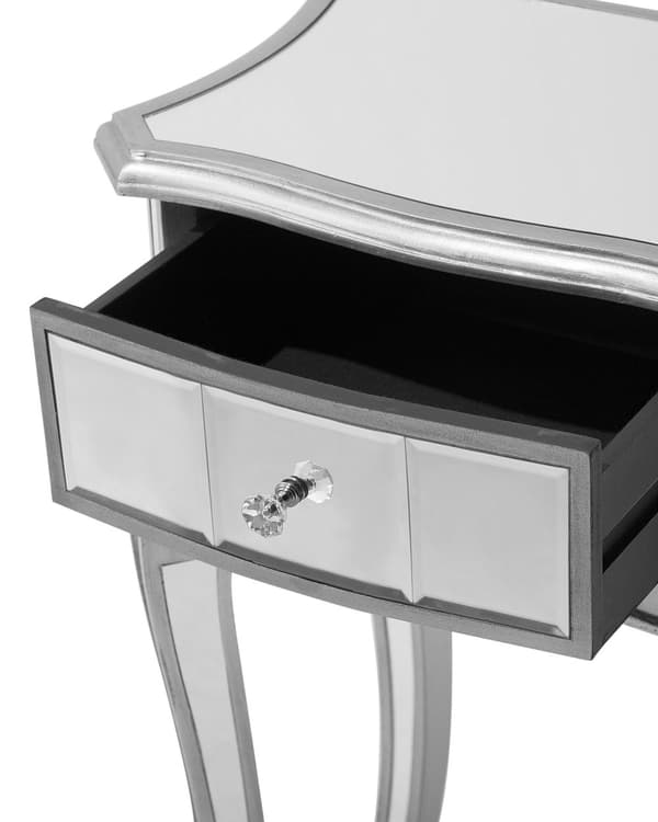 Speglat Sidobord Silver 1 Låda Sjaskig Chic Fransk Design