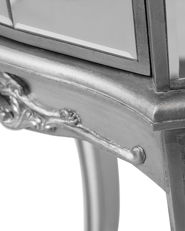 Speglat Sidobord Silver 1 Låda Sjaskig Chic Fransk Design