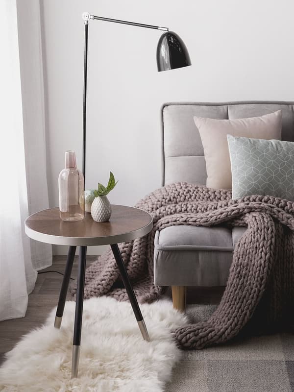 Sivupöytä tumma puu hopea 44 x 55 x 44 cm MDF-levy metalli pyöreä retro glamour