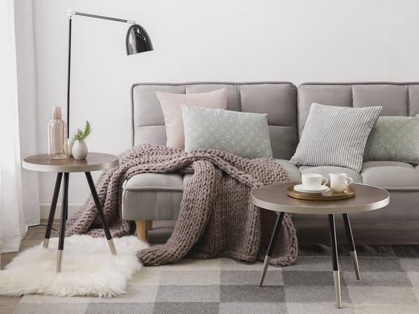 Sivupöytä tumma puu hopea 44 x 55 x 44 cm MDF-levy metalli pyöreä retro glamour