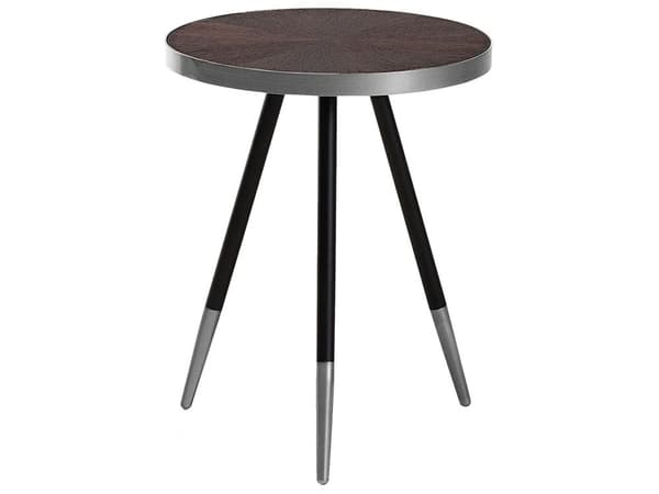 Sivupöytä tumma puu hopea 44 x 55 x 44 cm MDF-levy metalli pyöreä retro glamour