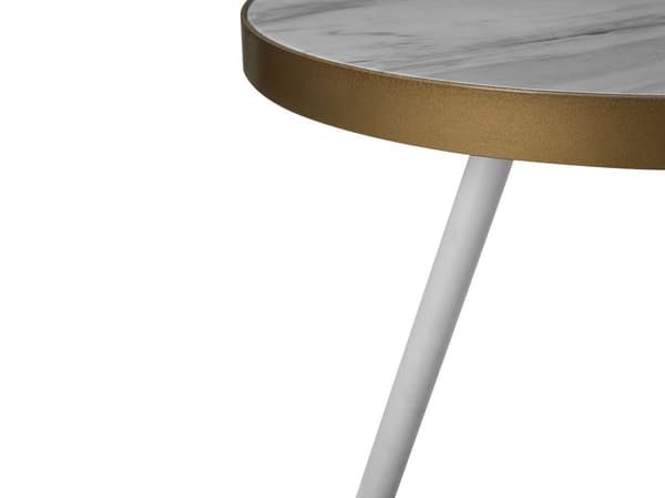 Sivupöytä kultainen 44 x 55 x 44 cm MDF-levy metalli marmorikuvio pyöreä retro glamour