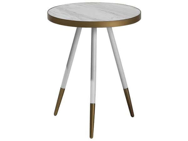 Sivupöytä kultainen 44 x 55 x 44 cm MDF-levy metalli marmorikuvio pyöreä retro glamour