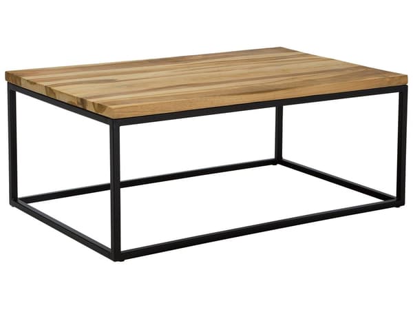 Sohvapöytä vaalea 100 x 40 x 60 cm tiikkipuu metalli suorakulmio lattiasuoja teollinen