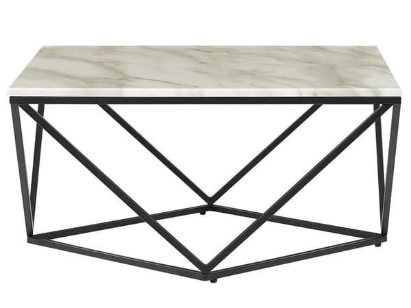 Sohvapöytä beige MDF-levy musta metalli 80 x 80 x 40 cm marmorikuvio neliö moderni glamour tyyli