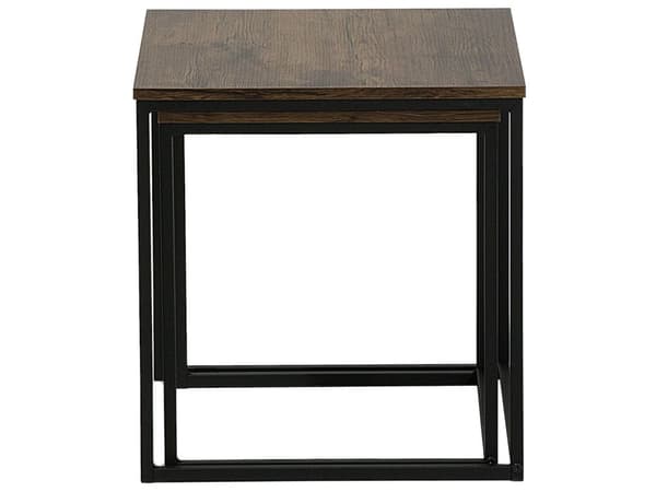 Sivupöytä tumma puu MDF metalli 2 kpl neliö moderni maalaismainen teollinen sohvapöytä