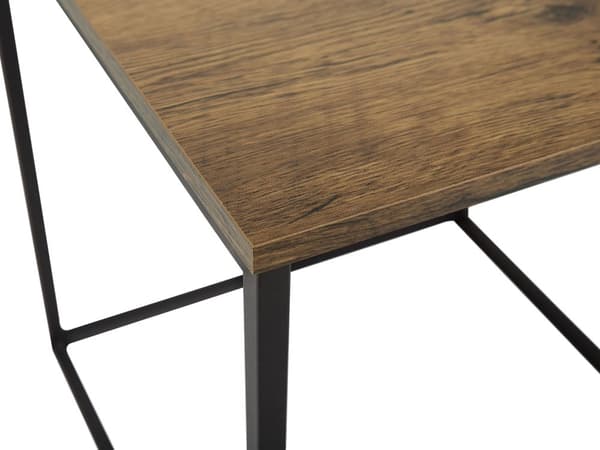 Sivupöytä tumma puu MDF metalli 2 kpl neliö moderni maalaismainen teollinen sohvapöytä