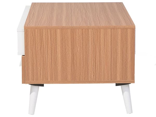 Soffbord Ljust trä Vit 100 x 60 cm 2 lådor Hyllor Skandinavisk stil