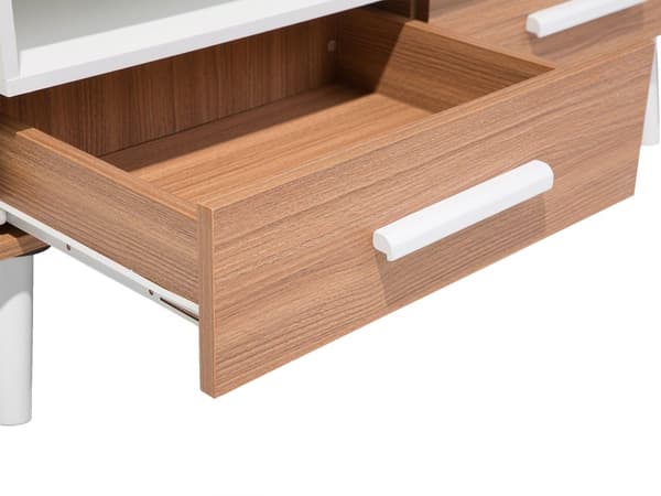 Soffbord Ljust trä Vit 100 x 60 cm 2 lådor Hyllor Skandinavisk stil