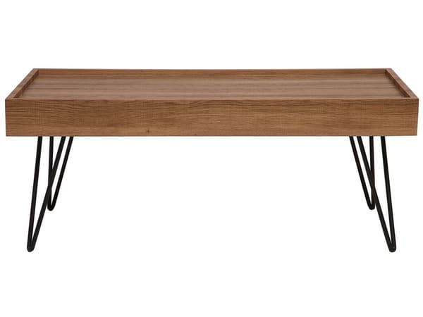 Soffbord Mörkt MDF-trä Brun 100 x 60 cm Metallben Rektangulär Skiva Industriell Modern Vardagsrum Kaffebord