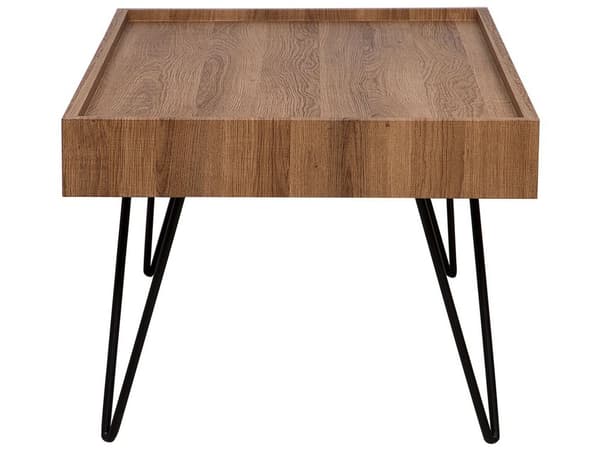Soffbord Mörkt MDF-trä Brun 100 x 60 cm Metallben Rektangulär Skiva Industriell Modern Vardagsrum Kaffebord