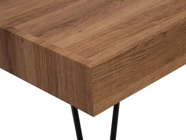 Soffbord Mörkt MDF-trä Brun 100 x 60 cm Metallben Rektangulär Skiva Industriell Modern Vardagsrum Kaffebord