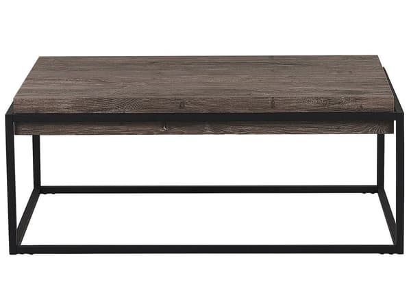 Soffbord Ljus Trä Topp Svart Metallram 115 x 64 cm Rektangulär Industriell Vardagsrum
