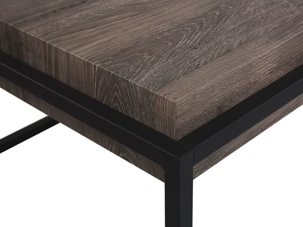 Soffbord Ljus Trä Topp Svart Metallram 115 x 64 cm Rektangulär Industriell Vardagsrum