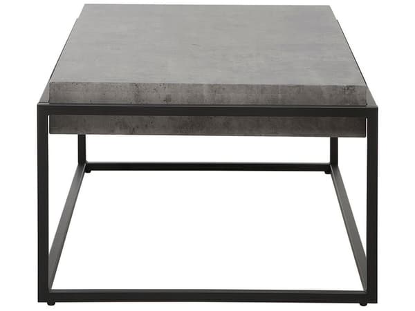 Soffbord Grå Betong Effekt Topp Svart Metallram 115 x 64 cm Rektangulär Industriell Vardagsrum