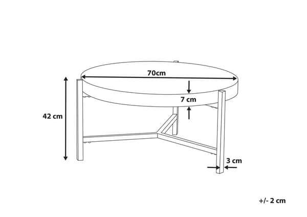 Soffbord Ljusgrå Betongeffekt Svarta Metallben 75 cm Rund Modern Industriell Vardagsrum