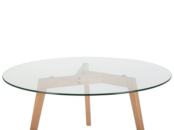 Sofabord Glasplade Træben 90 cm Rundt Moderne Stil