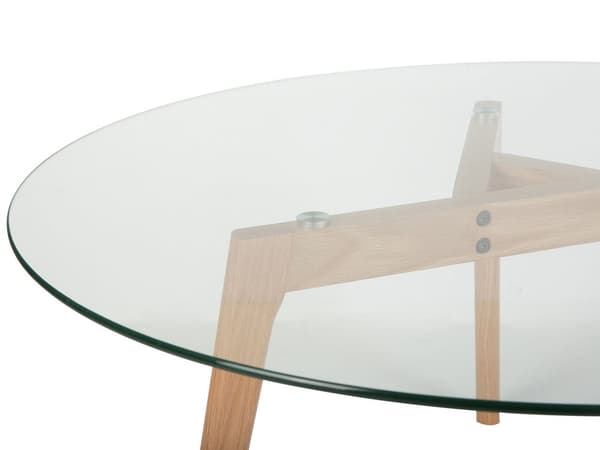 Sofabord Glasplade Træben 90 cm Rundt Moderne Stil