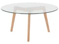 Miniatyrbillede 1 af 6: Sofabord Glasplade Træben 90 cm Rundt Moderne Stil