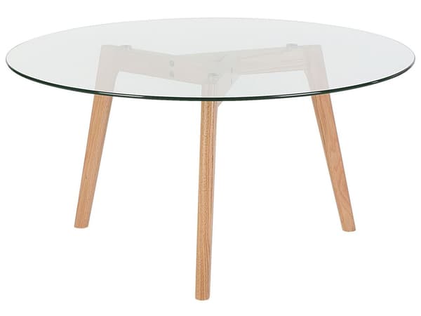 Sofabord Glasplade Træben 90 cm Rundt Moderne Stil