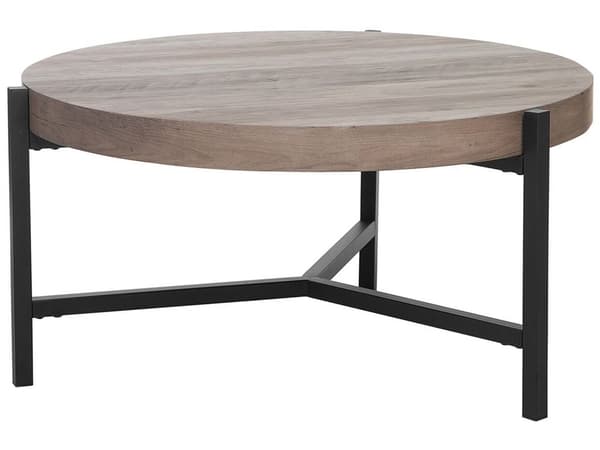 Sofabord Mørkt Træ MDF og Sot Metalben 75 x 42 cm Lav Rundt Kaffebord Industriel Vintage Look Design Stuemøbel Sofa Tilbehør Boligindretning