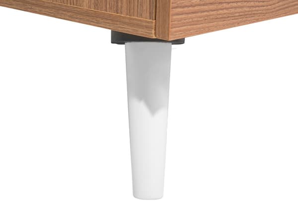 Sofabord Lyst Træ Hvid Spånplade og Gummitræ 100 x 45 cm Rektangulær Lille Lav 2 hylder 2 Skuffer Opbevaring Flotte Designer Skandinavisk Stue