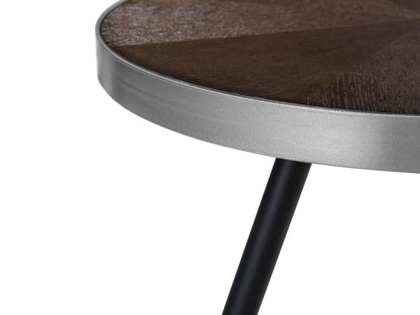 Rundt Sort Sofabord med Sølv Elementer Træplade Metalben Moderne Design