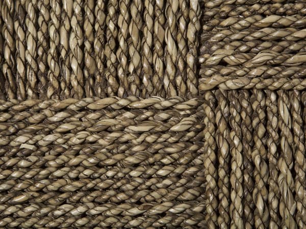 Sofabord Teaktræ Beige Plade Flettet 46 x 44 cm Rundt Boho Stil