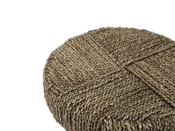 Sofabord Teaktræ Beige Plade Flettet 46 x 44 cm Rundt Boho Stil