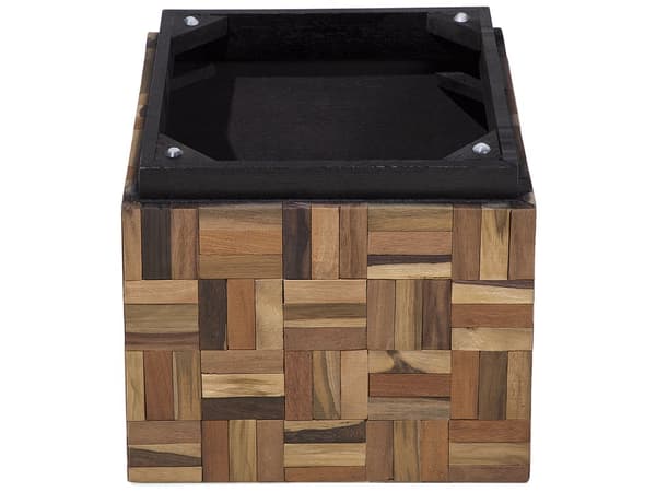 Sidebord Mørkt Teaktræ 45 x 45 x 40 cm Dekorativ Firkantet Kvadratisk Hjørnebord til Stue med Ternet Design Boho stil Indretning til Sofa