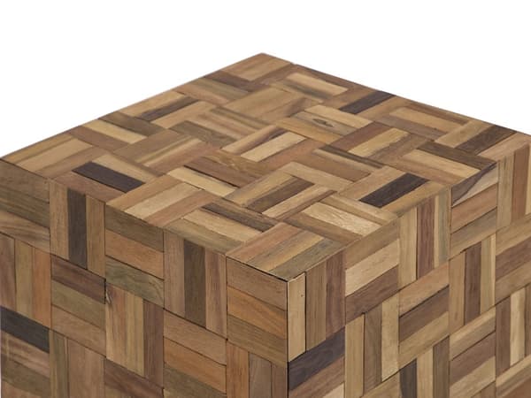 Sidebord Mørkt Teaktræ 45 x 45 x 40 cm Dekorativ Firkantet Kvadratisk Hjørnebord til Stue med Ternet Design Boho stil Indretning til Sofa