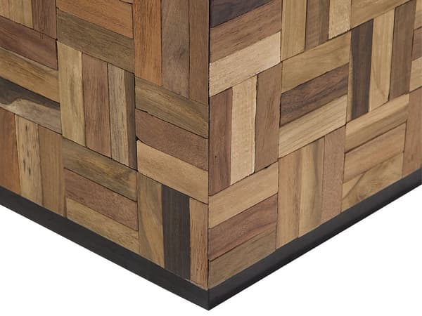 Sidebord Mørkt Teaktræ 45 x 45 x 40 cm Dekorativ Firkantet Kvadratisk Hjørnebord til Stue med Ternet Design Boho stil Indretning til Sofa