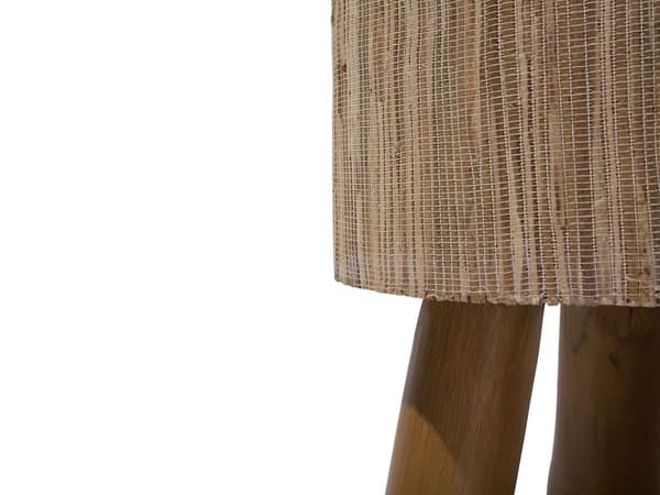Sofabord lys teak rund 41 x 35 cm boho stil