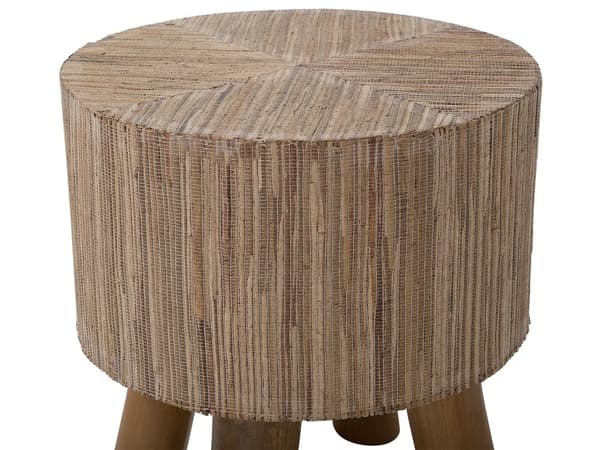 Sofabord lys teak rund 41 x 35 cm boho stil