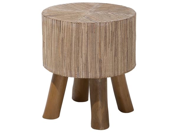 Sofabord lys teak rund 41 x 35 cm boho stil