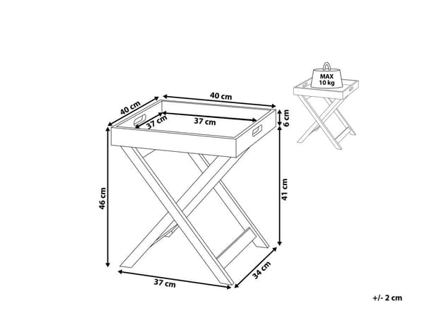 Bakkebord Grå Mat MDF 40 x 46 cm Firkantet Sidebord med Aftagelig Bakke Skandinavisk Lampebord Minimalistisk Design stil Stue Indretning