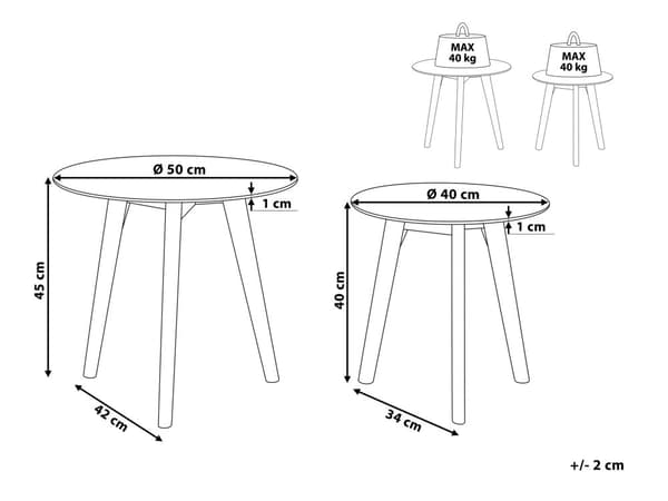 Sofaborde Lyst Træben og Glas Sæt runde ø 50 / 40 cm Dekorative Moderne Indskudsborde til Stuen Design Hjørneborde Tilbehør Inspiration