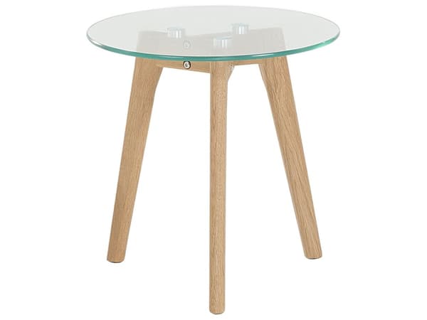 Sofaborde Lyst Træben og Glas Sæt runde ø 50 / 40 cm Dekorative Moderne Indskudsborde til Stuen Design Hjørneborde Tilbehør Inspiration