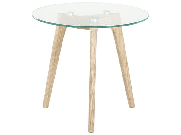 Sofaborde Lyst Træben og Glas Sæt runde ø 50 / 40 cm Dekorative Moderne Indskudsborde til Stuen Design Hjørneborde Tilbehør Inspiration
