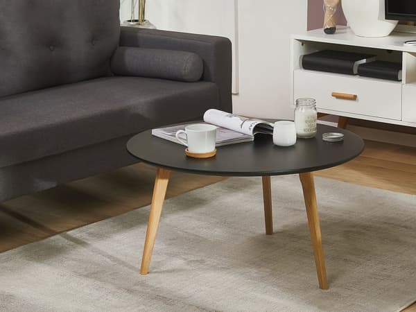 Sofabord sort oval stativ moderne stue soveværelse