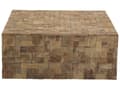Miniatyrbillede 4 af 6: Sofabord Brunt Lyst Teaktræ 80 x 80 x 33 cm Dekorativ Hjørnebord med Ternet Design Multifunktionel til Stue Indretning Industrielt