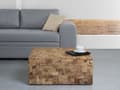 Miniatyrbillede 2 af 6: Sofabord Brunt Lyst Teaktræ 80 x 80 x 33 cm Dekorativ Hjørnebord med Ternet Design Multifunktionel til Stue Indretning Industrielt