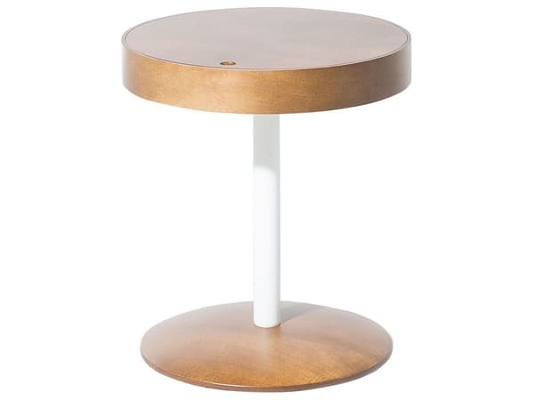 Sofabordslampe Rundt Træ 40 cm med Opbevaring Skandinavisk Stil